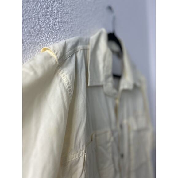 Rugged Earth Men Sz L Yellow Button Down Vented Fishing Shirt Caped Lightweight - Picture 3 of 13